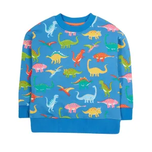 Frugi Superb Sweatshirt Cobalt Dinosaurs