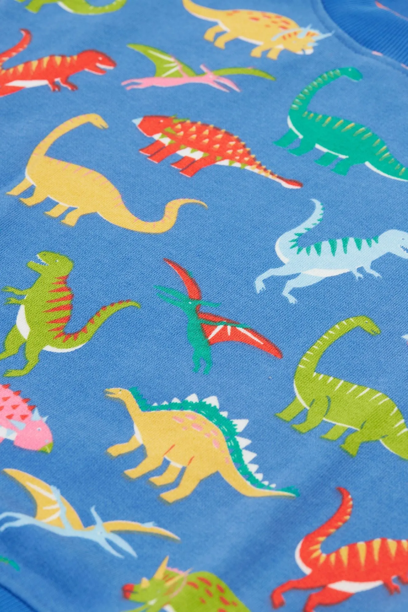 Frugi Superb Sweatshirt Cobalt Dinosaurs