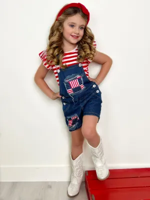 Give Me Liberty Denim Overalls Set
