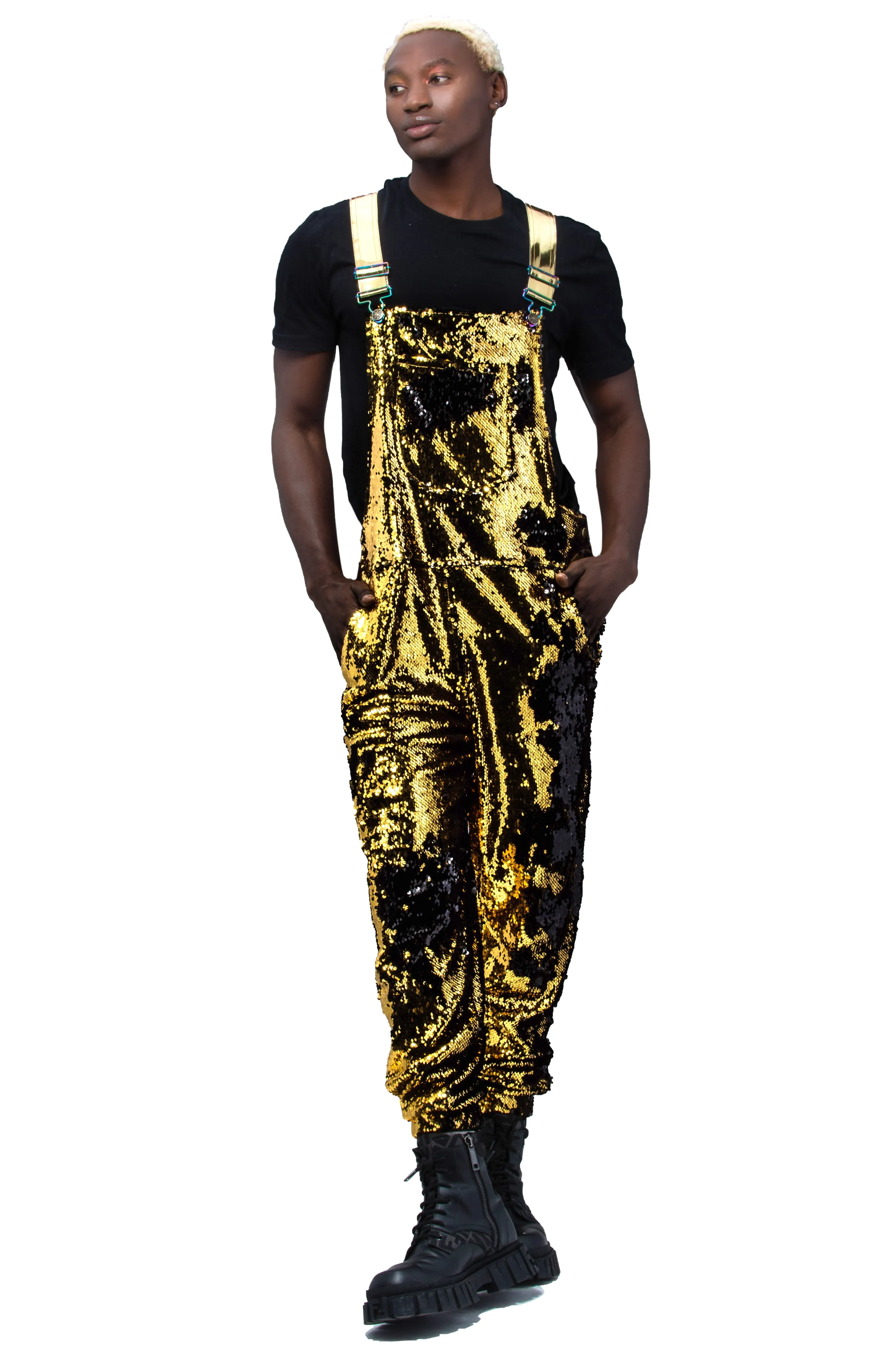 Gold Dust Men's Jogger Sequin Overalls