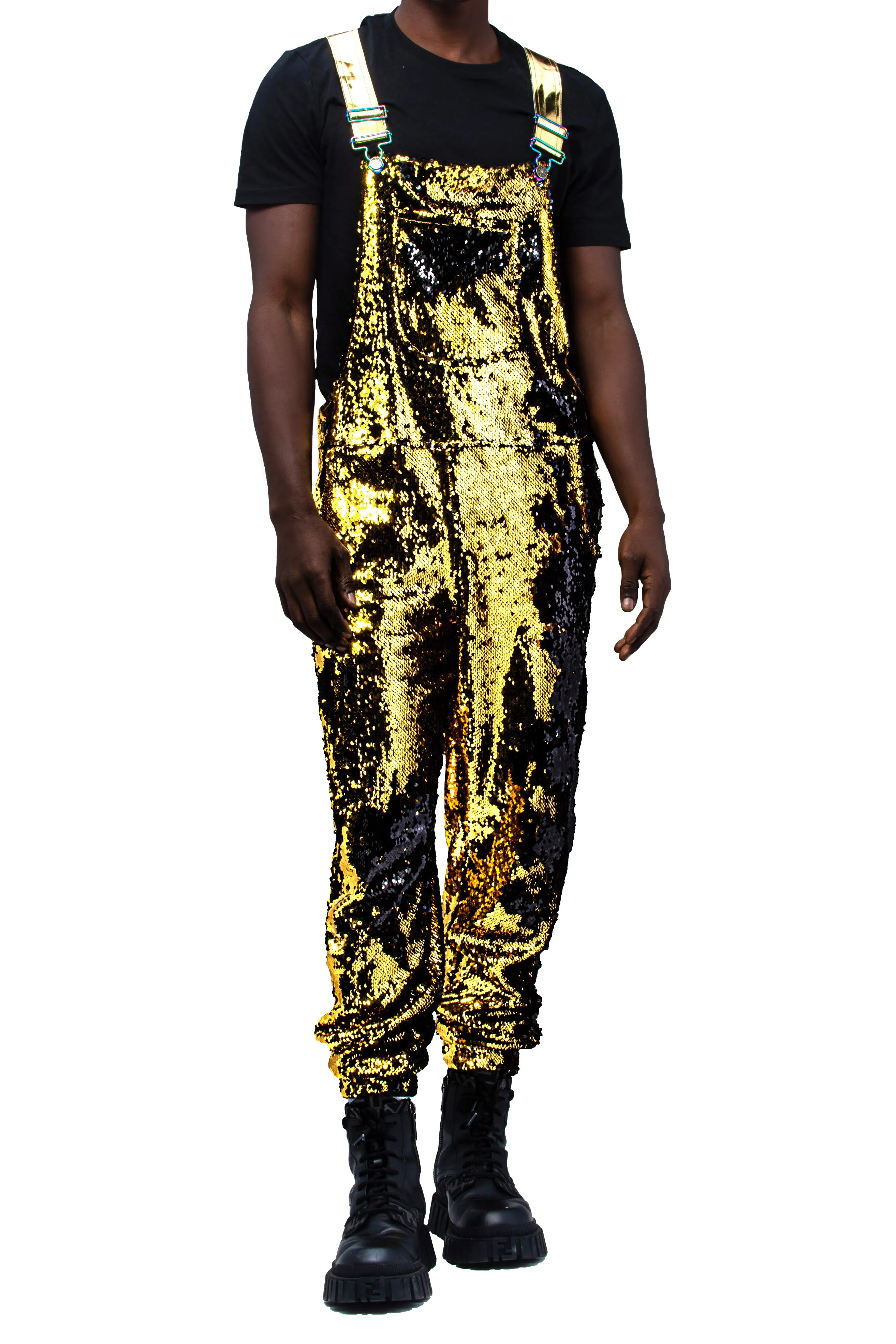 Gold Dust Men's Jogger Sequin Overalls