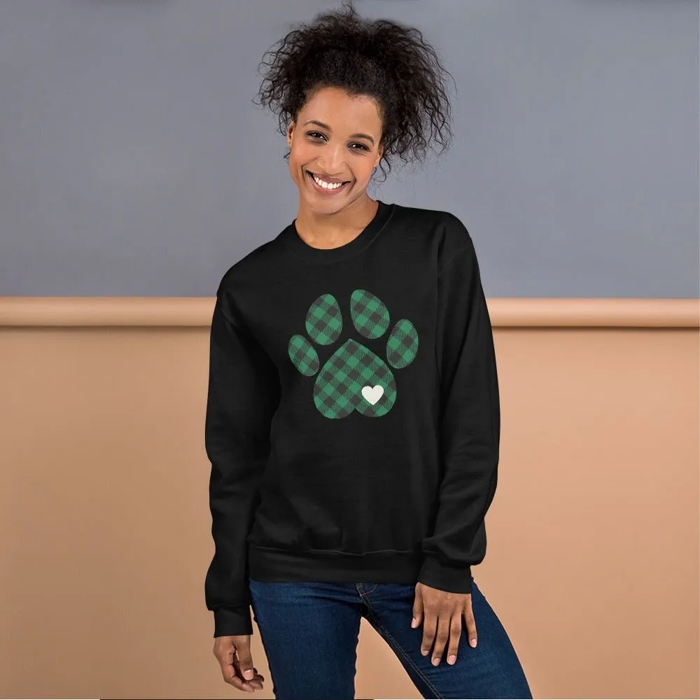Green Plaid Dog Paw Sweatshirt