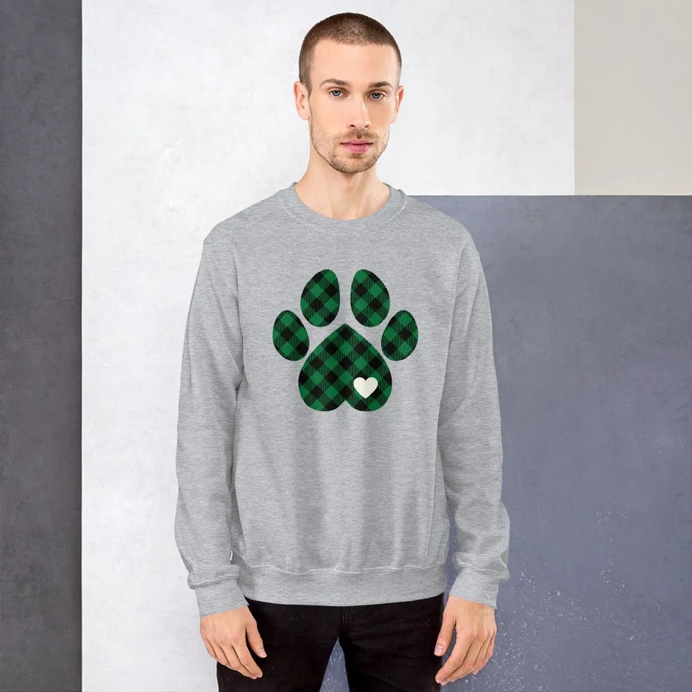 Green Plaid Dog Paw Sweatshirt