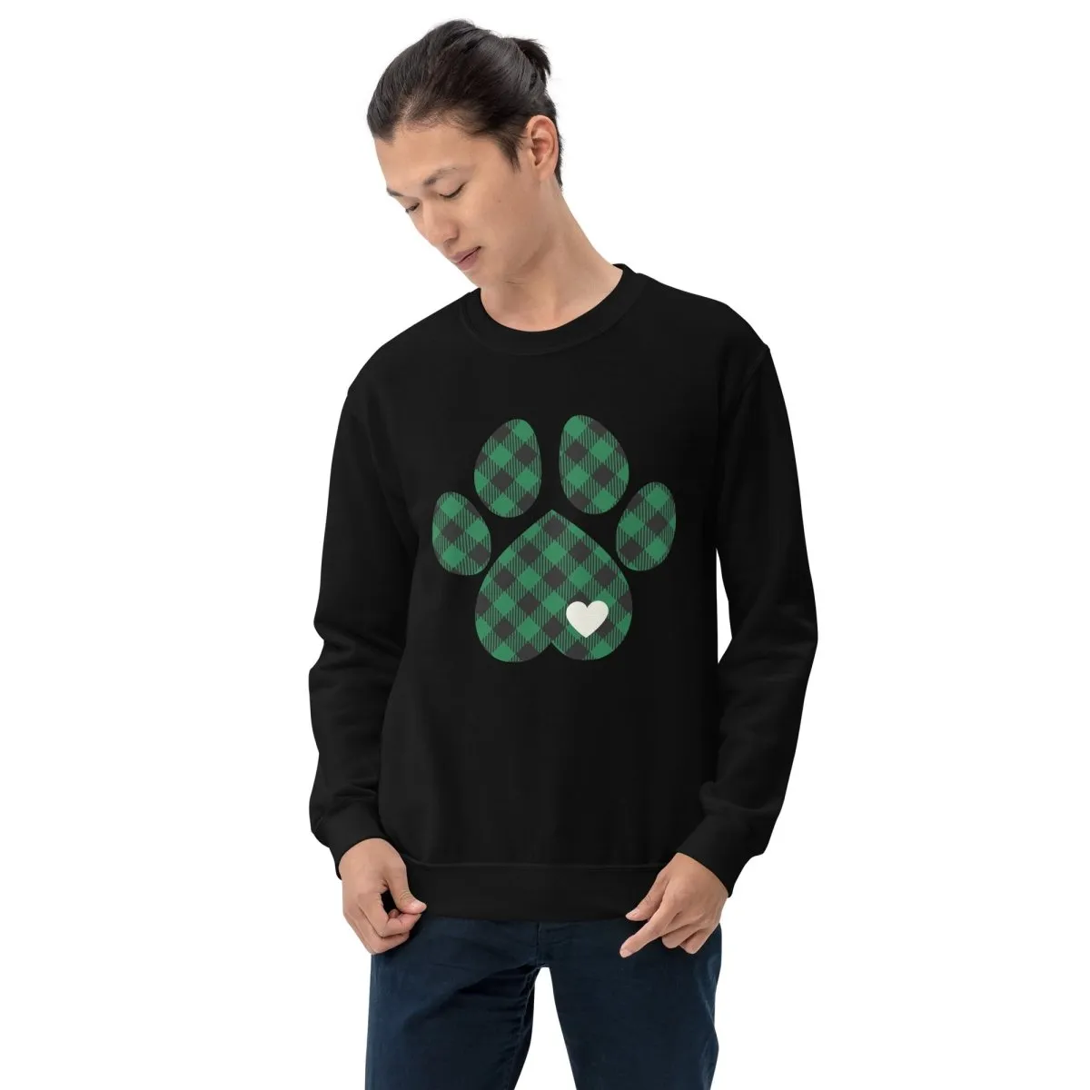 Green Plaid Dog Paw Sweatshirt