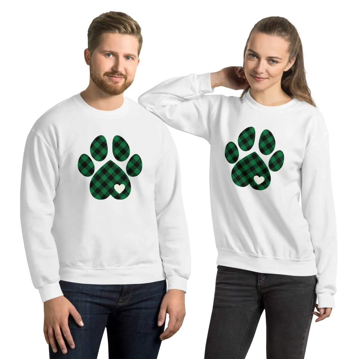 Green Plaid Dog Paw Sweatshirt