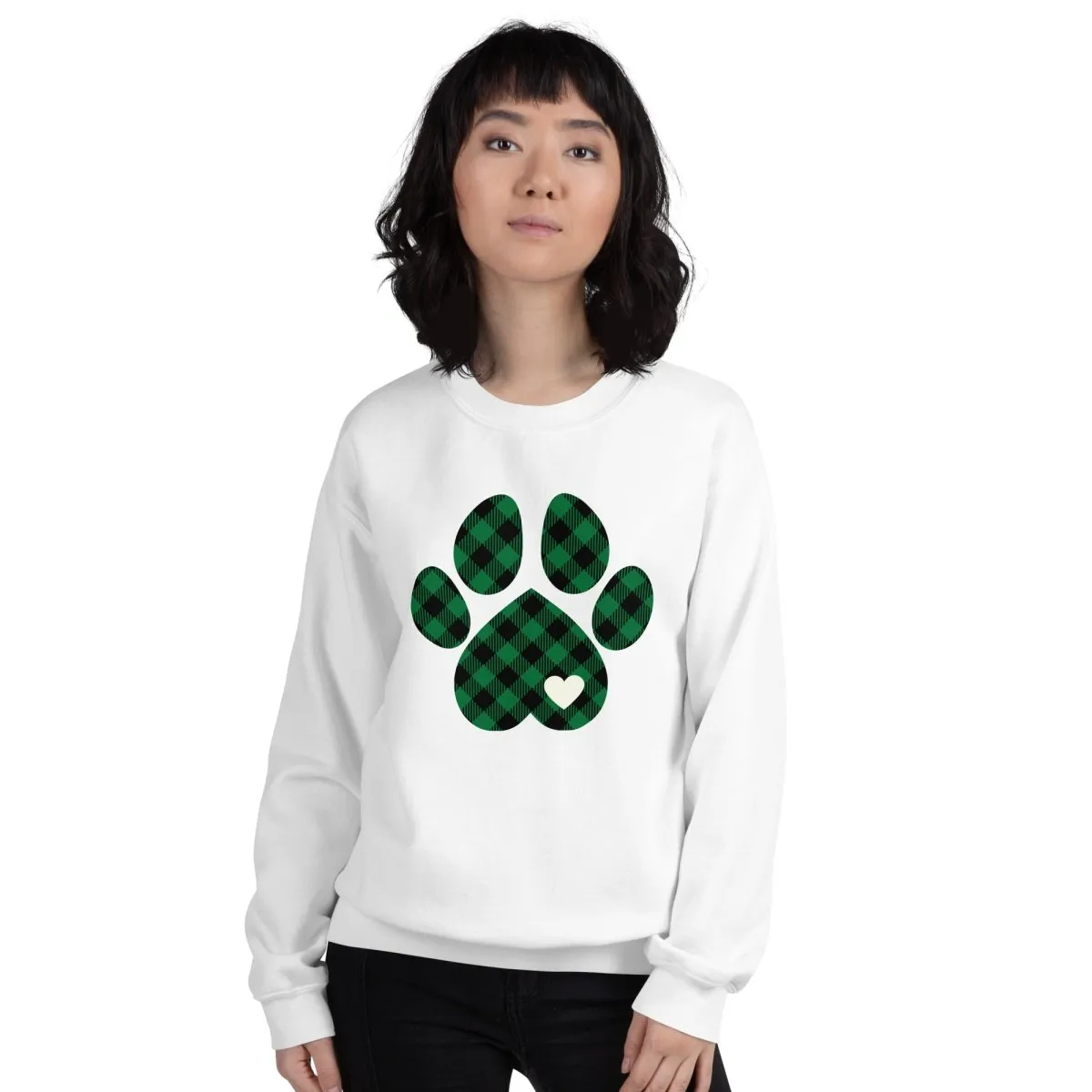 Green Plaid Dog Paw Sweatshirt