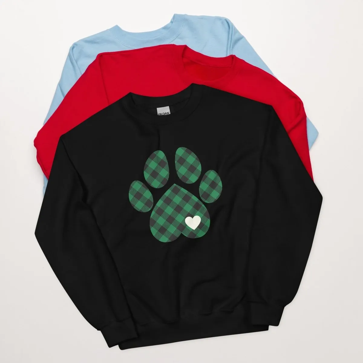 Green Plaid Dog Paw Sweatshirt