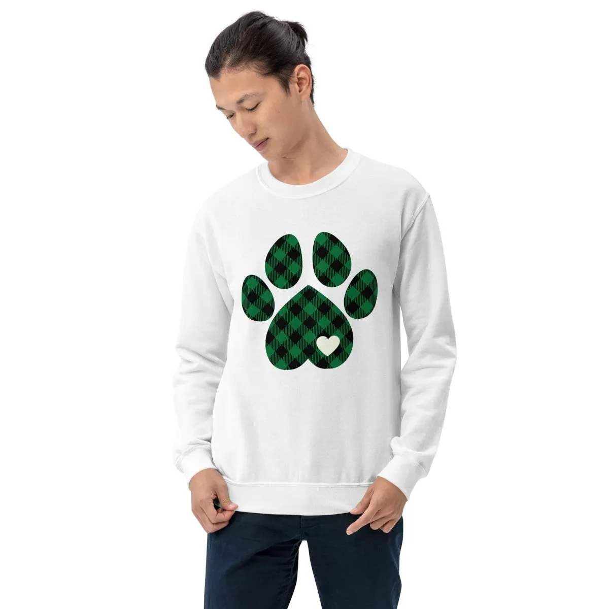 Green Plaid Dog Paw Sweatshirt