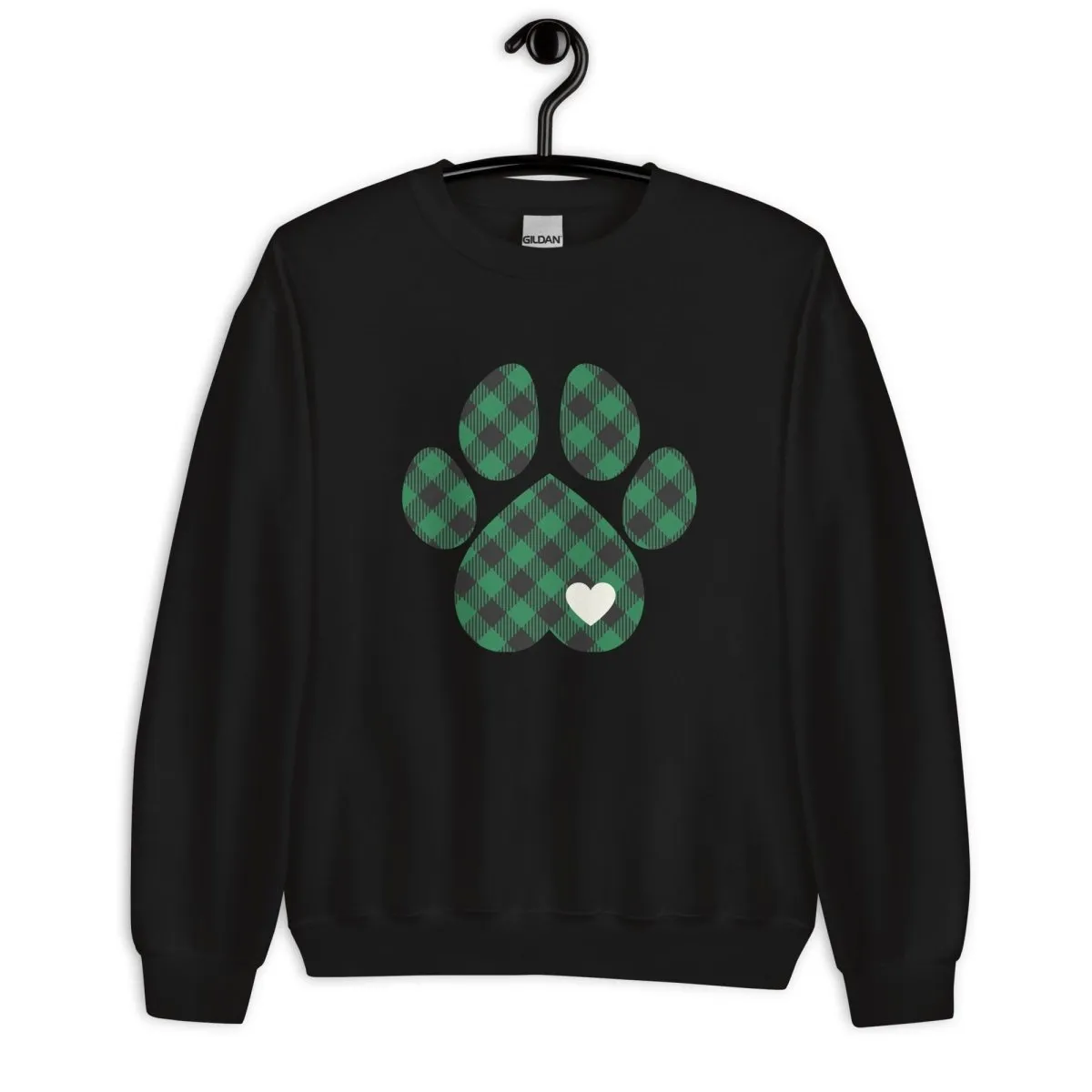 Green Plaid Dog Paw Sweatshirt