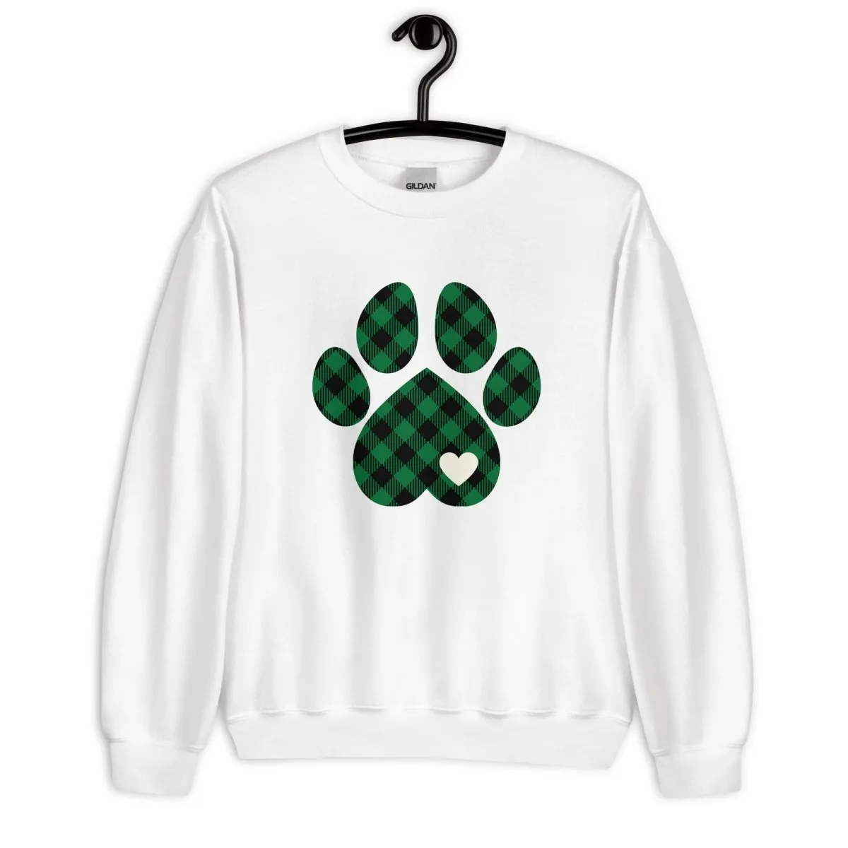 Green Plaid Dog Paw Sweatshirt