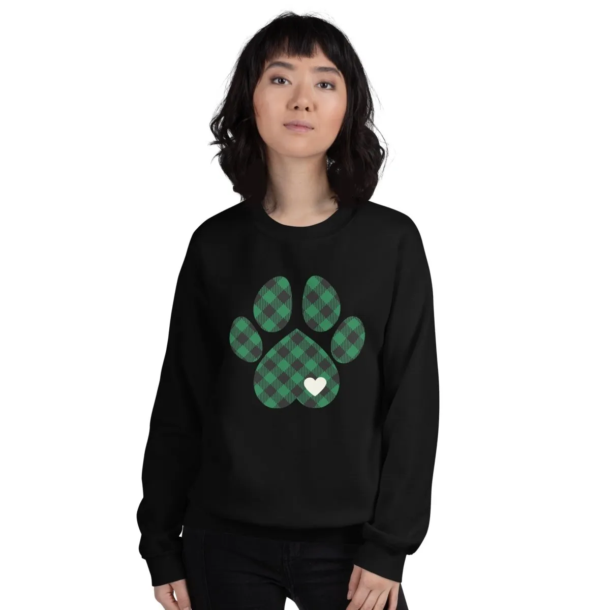 Green Plaid Dog Paw Sweatshirt