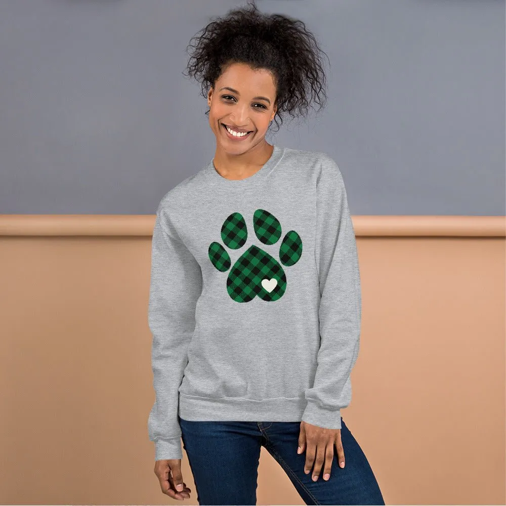 Green Plaid Dog Paw Sweatshirt