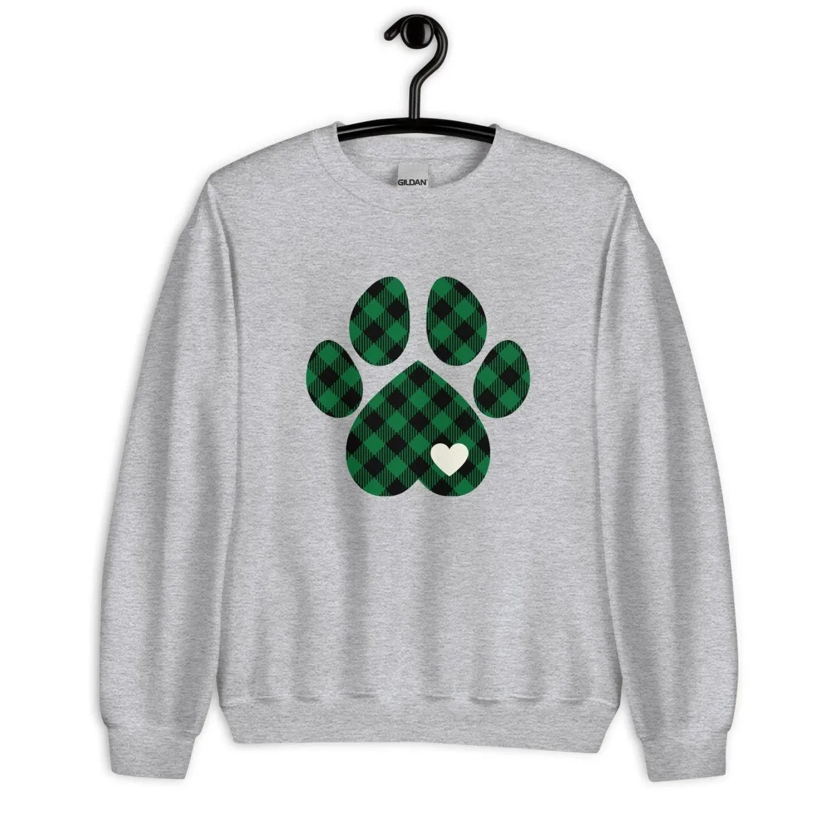 Green Plaid Dog Paw Sweatshirt