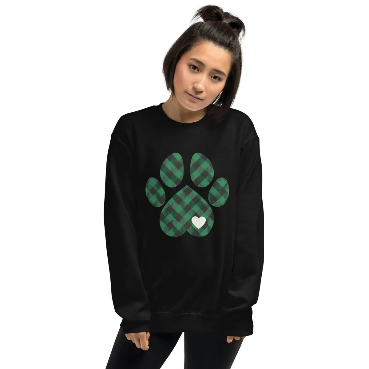 Green Plaid Dog Paw Sweatshirt