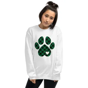 Green Plaid Dog Paw Sweatshirt