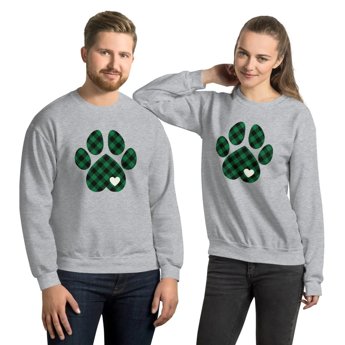 Green Plaid Dog Paw Sweatshirt