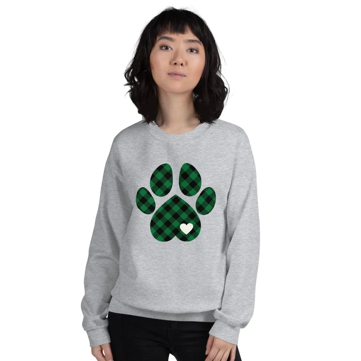 Green Plaid Dog Paw Sweatshirt