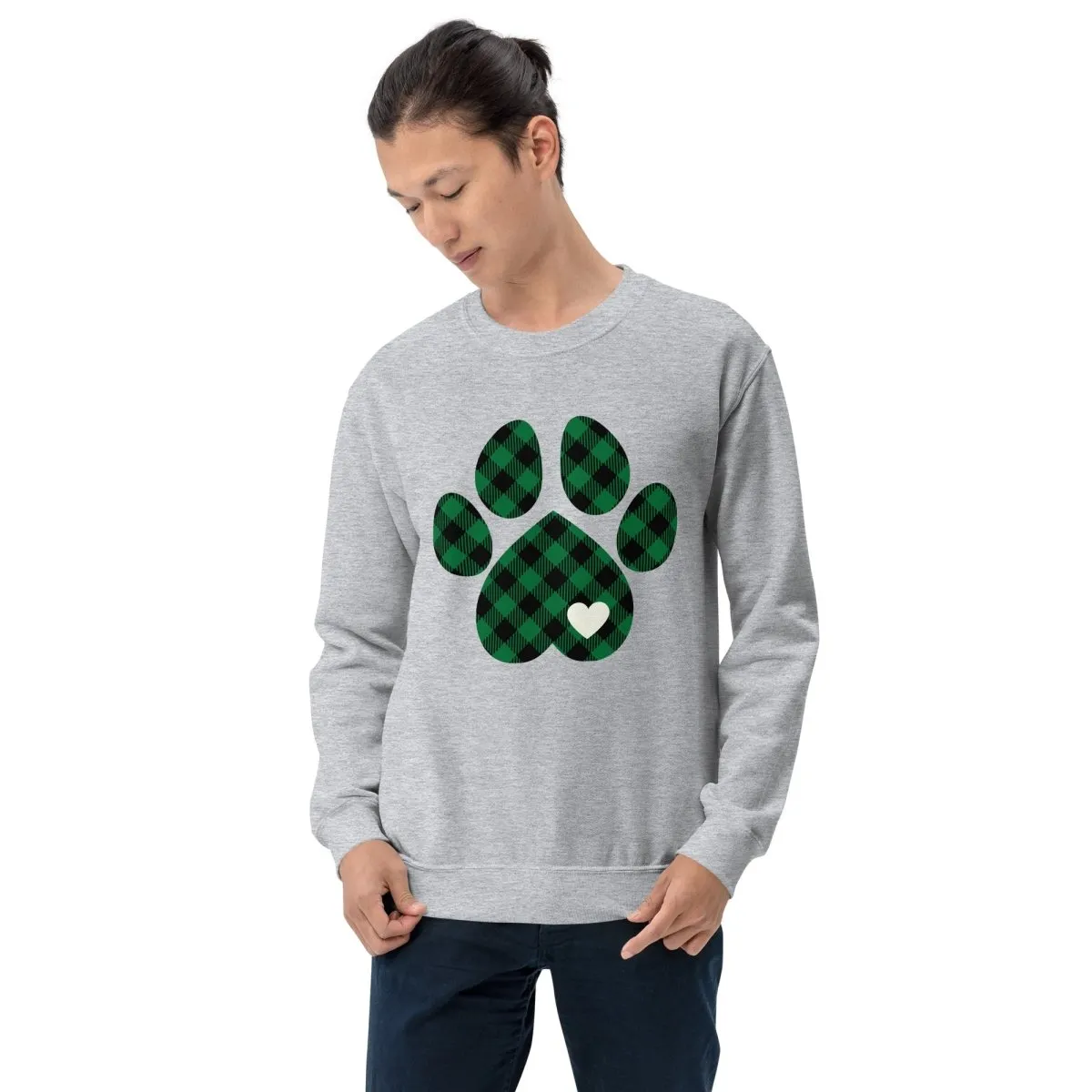 Green Plaid Dog Paw Sweatshirt