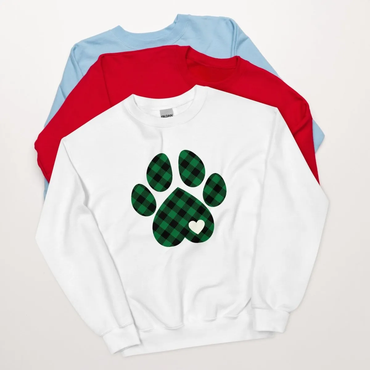 Green Plaid Dog Paw Sweatshirt