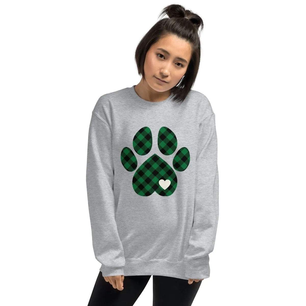 Green Plaid Dog Paw Sweatshirt