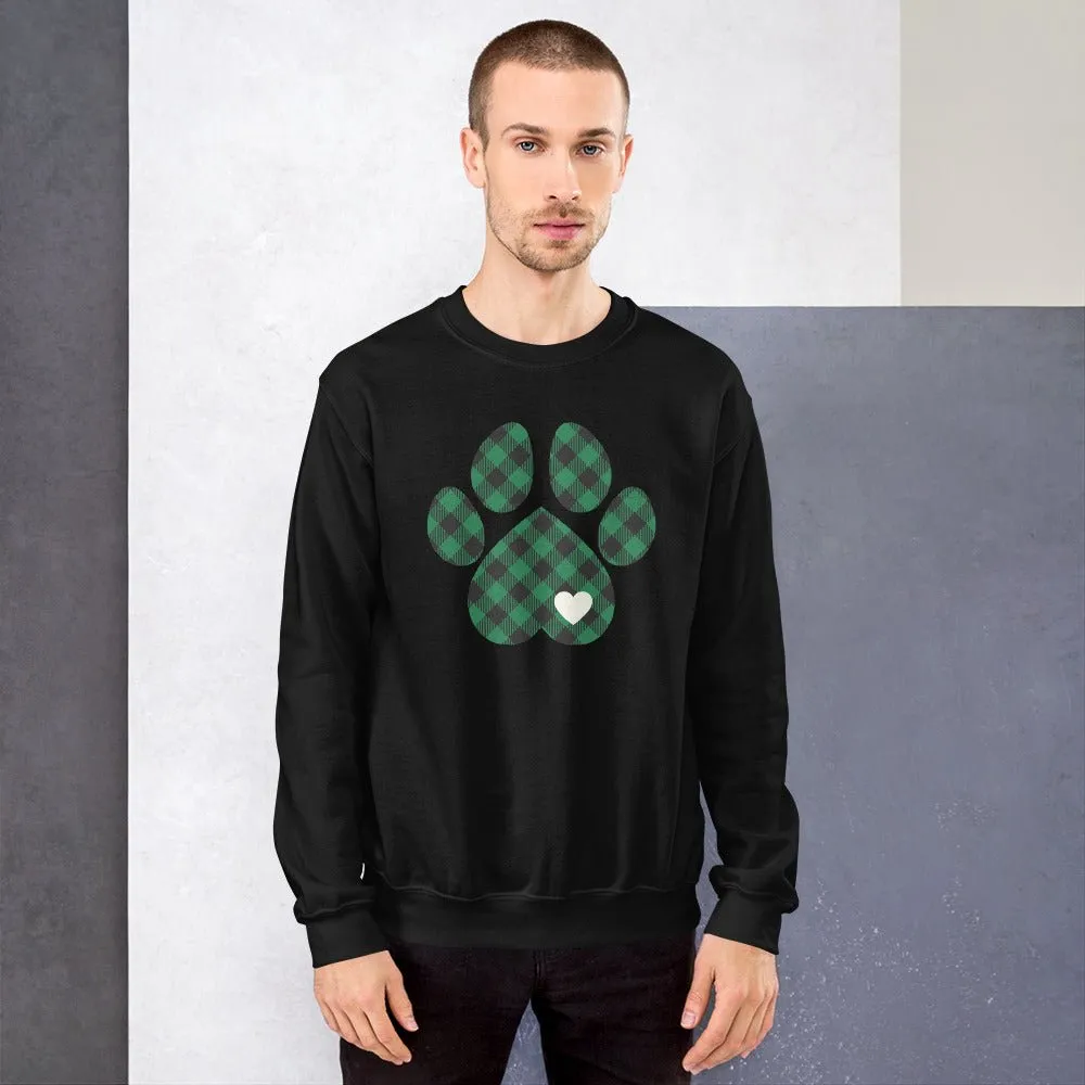 Green Plaid Dog Paw Sweatshirt