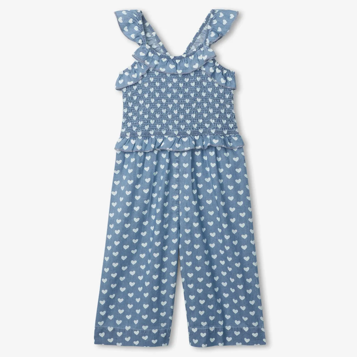 Hatley Smocked Romper - Chambray Hearts