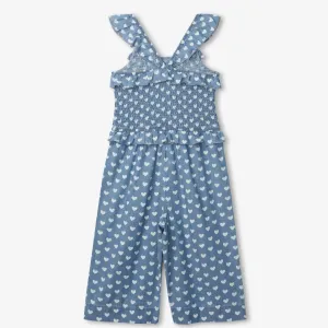 Hatley Smocked Romper - Chambray Hearts