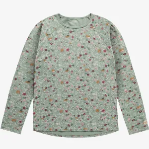 Haut de pyjama vert à motif à manches longues en coton, adulte || Long sleeved green patterned pajama top in cotton, adult