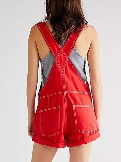 Hazel Blues® |  Wide Strap Square Neck Denim Overalls