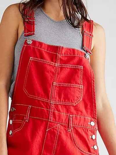 Hazel Blues® |  Wide Strap Square Neck Denim Overalls