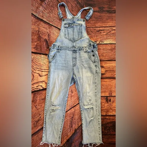 Hidden Dylan Distressed Boyfriend Ripped Denim Women's Overalls Jeans M