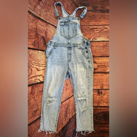 Hidden Dylan Distressed Boyfriend Ripped Denim Women's Overalls Jeans M
