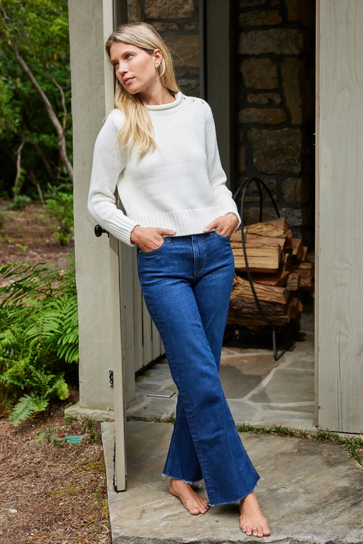 Jane Cotton Sweater in Ivory