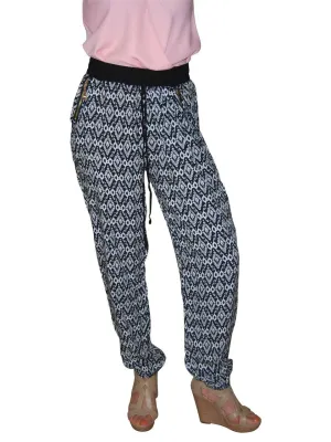 Jogger Pants Printed Native Diamonds Black White