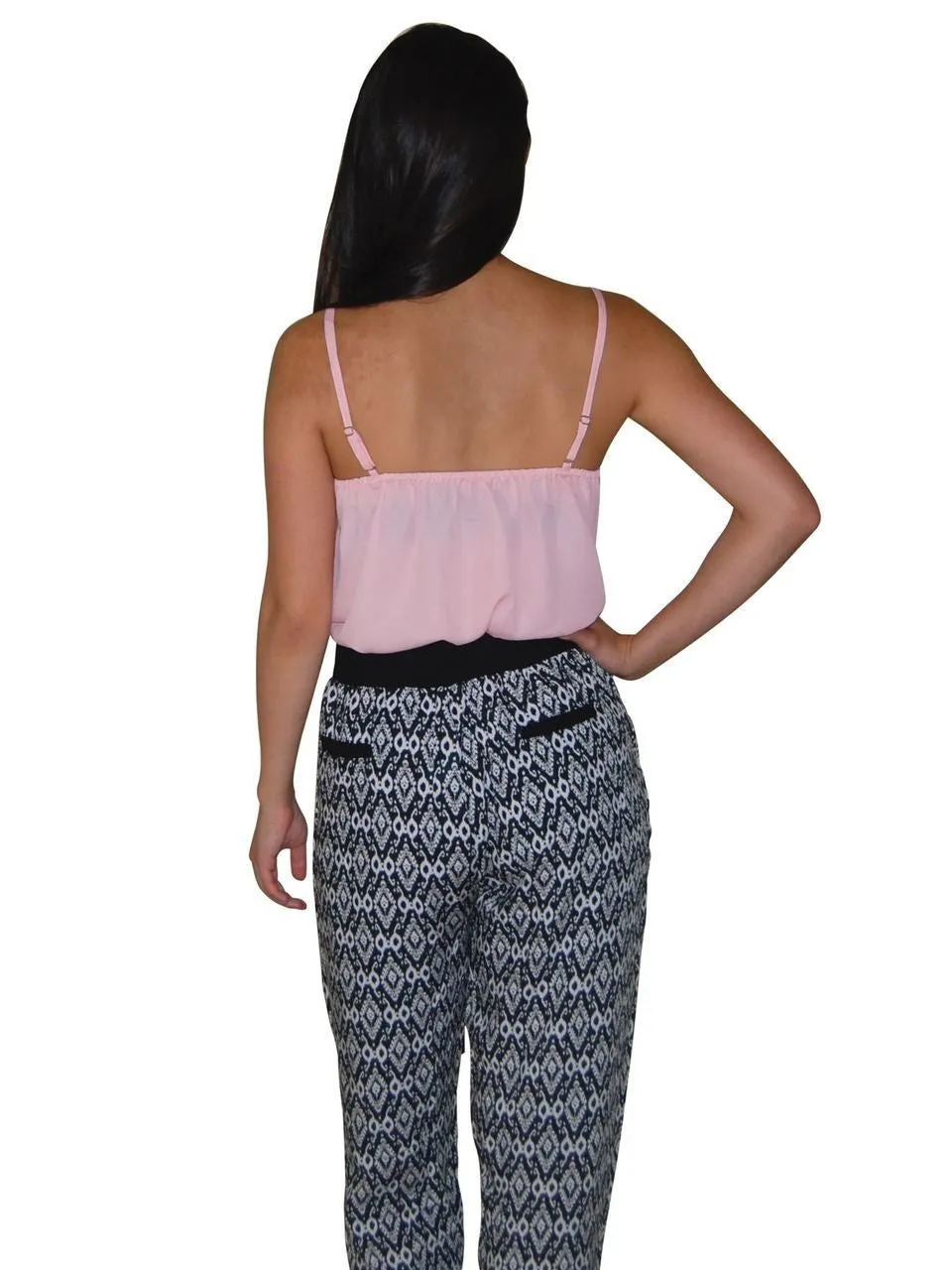 Jogger Pants Printed Native Diamonds Black White
