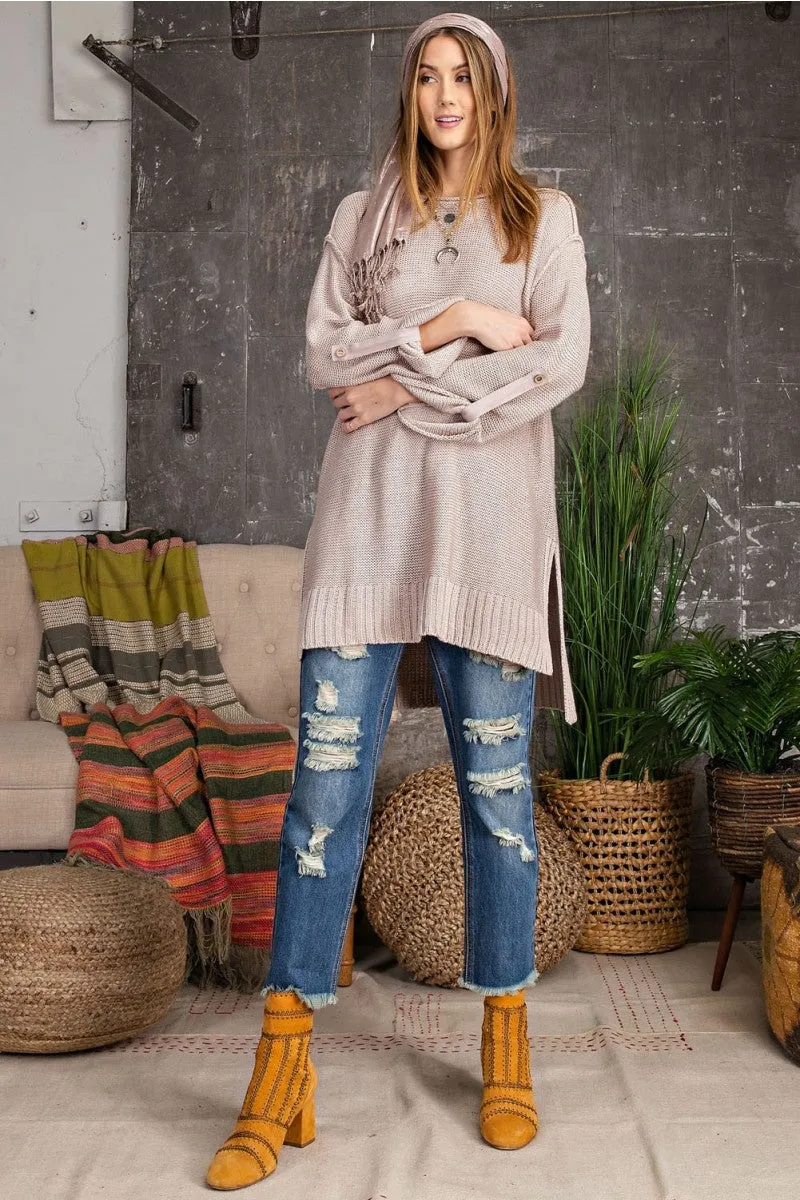 Just Roll With It Knit Sweater