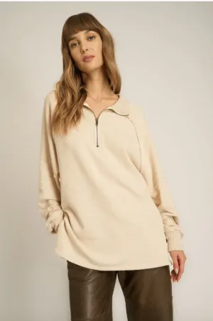 Kerry Half Zip Oversized Sweatshirt by Project Social T | Mother of Pearl