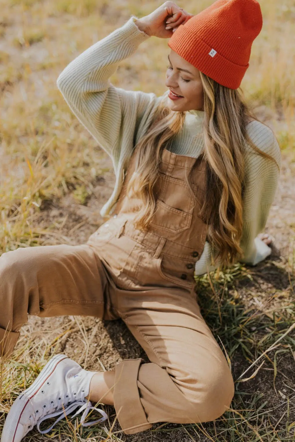 Khaki Multi Pocket Vintage Buckle Strap Denim Overalls
