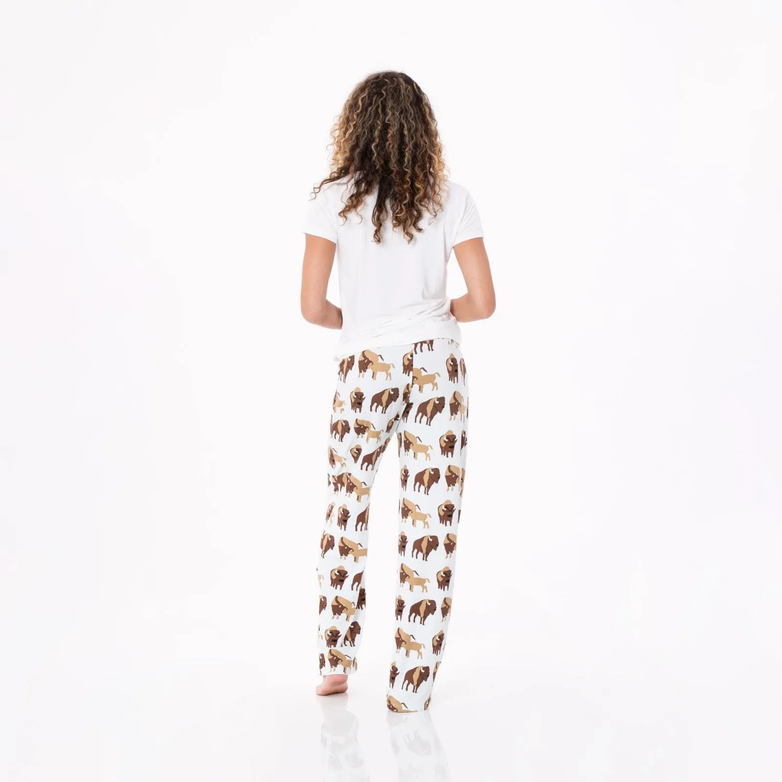 KicKee Pants Fresh Air Bison Women's S/S Loosey Goosey Tee & Pajama Pants Set