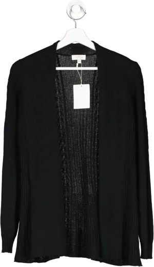 Kinross Cashmere Black 100% Cashmere Cardigan UK XS