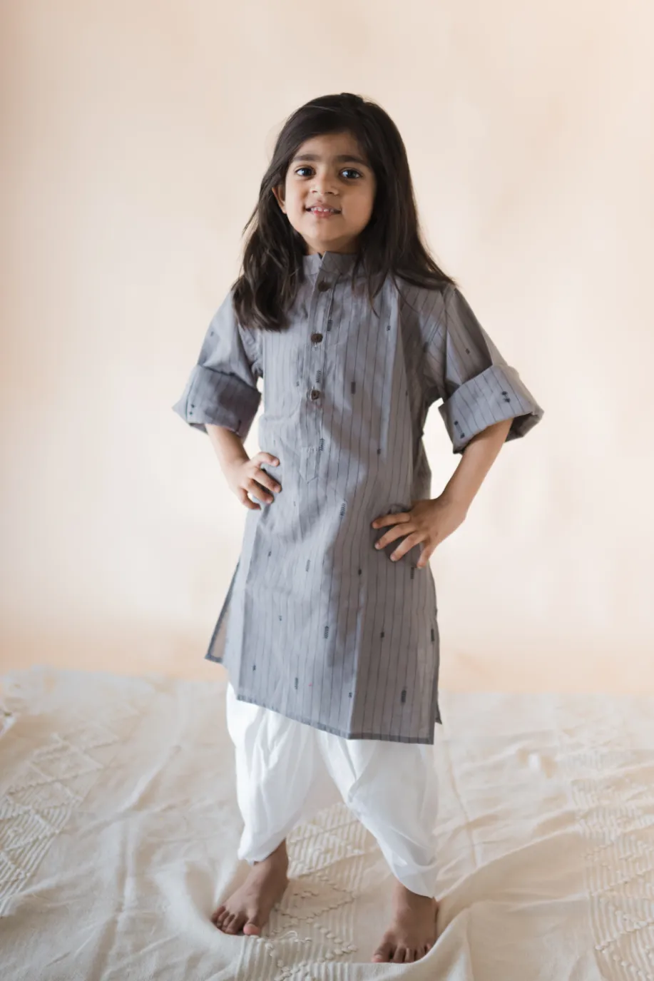 Klingaru Long Kurta - Grey Lining (last few pieces available)
