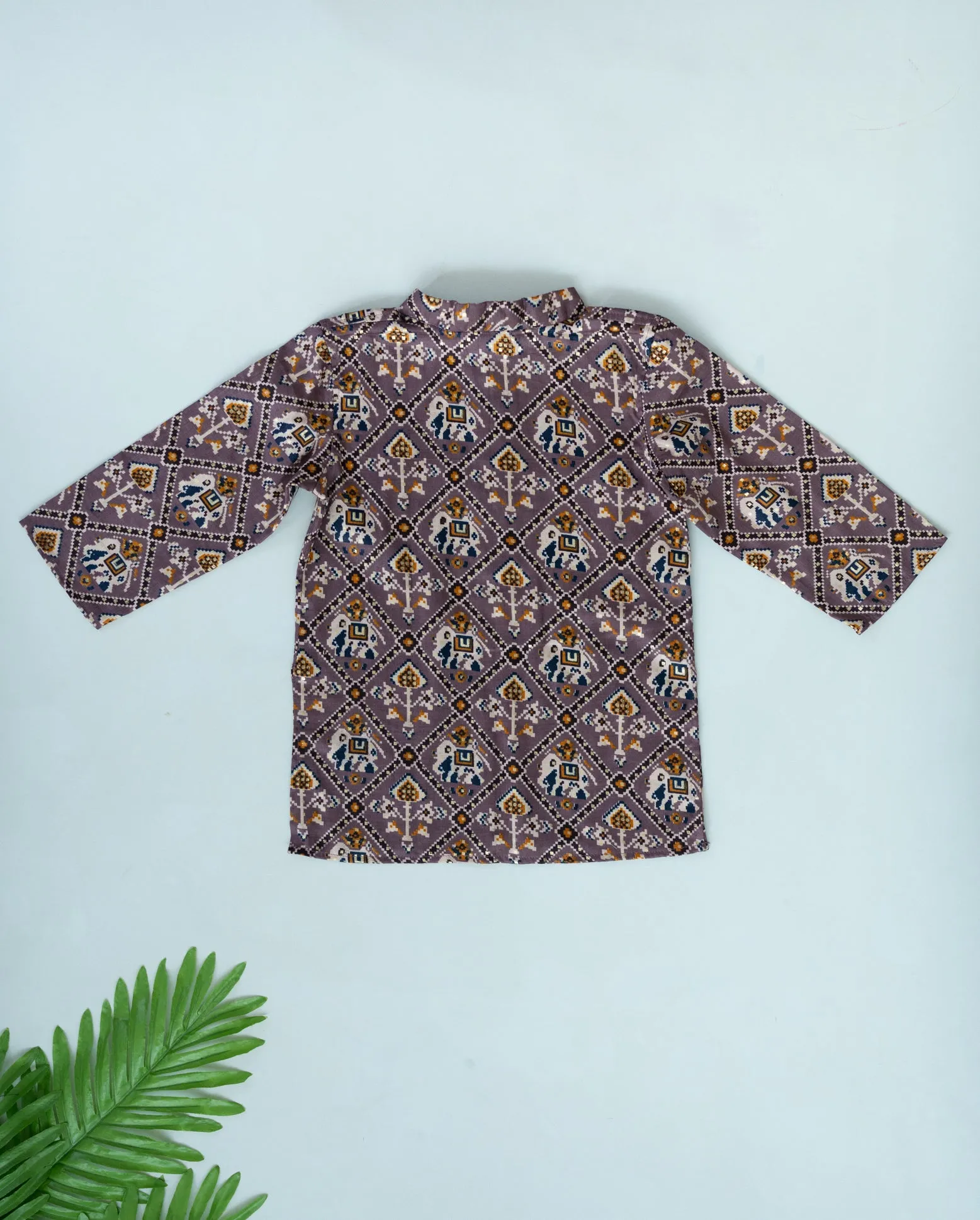 Klingaru Long Kurta - Wine Patola Glaze Cotton
