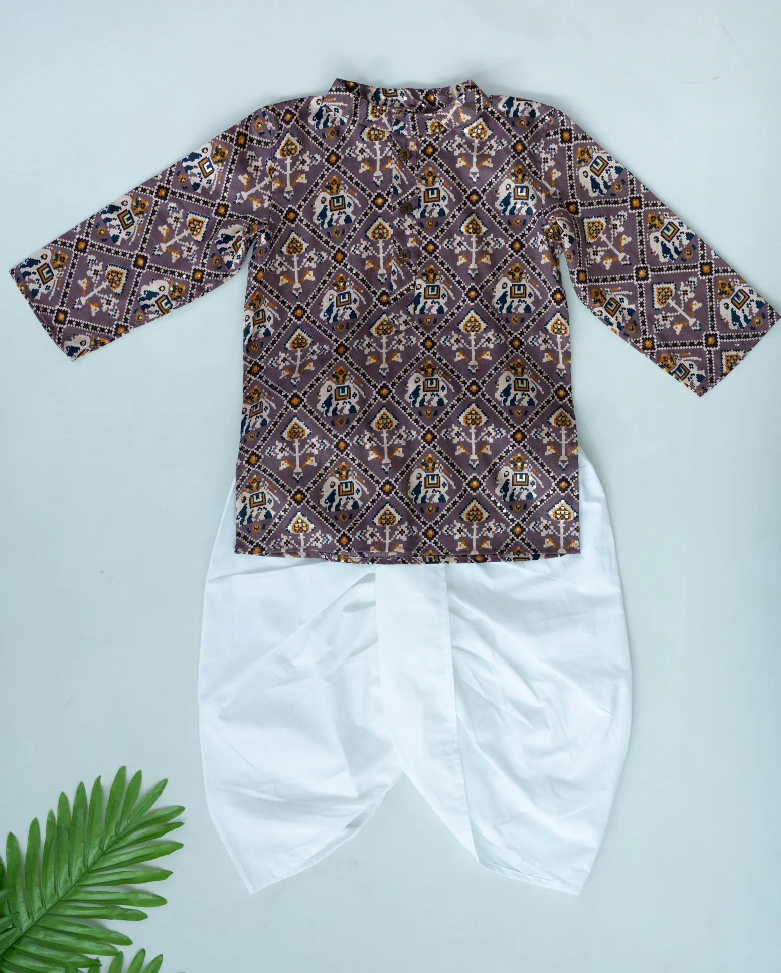 Klingaru Long Kurta - Wine Patola Glaze Cotton