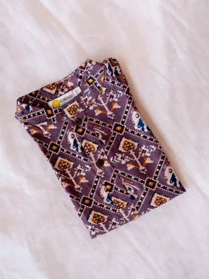 Klingaru Long Kurta - Wine Patola Glaze Cotton