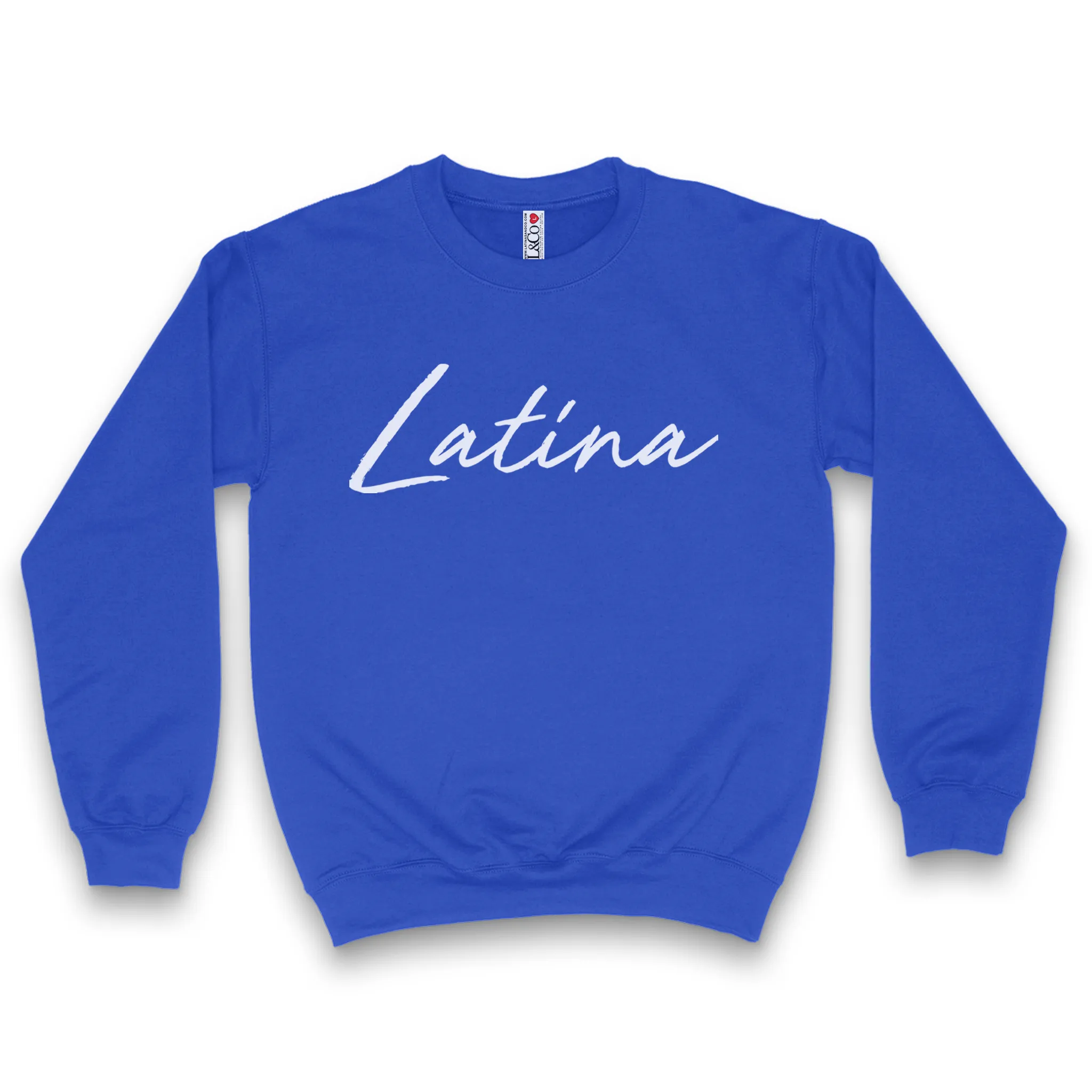 'Latina' Script Crewneck Sweatshirt - Blue - Premium Brushed Fleece