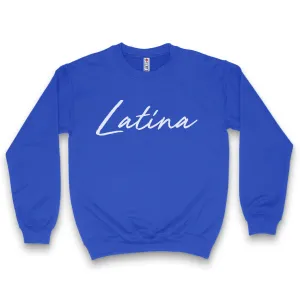 'Latina' Script Crewneck Sweatshirt - Blue - Premium Brushed Fleece