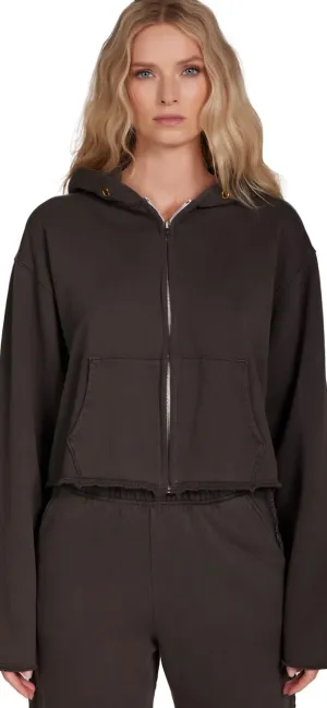 LES TIEN-Rosa Raw Zip Hoodie Vintage Brown
