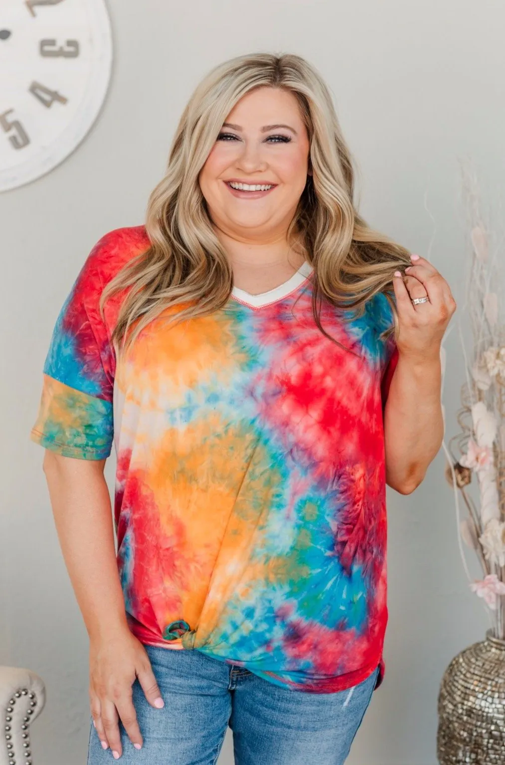 Let Your Light Shine Tie Dye Top- Rainbow