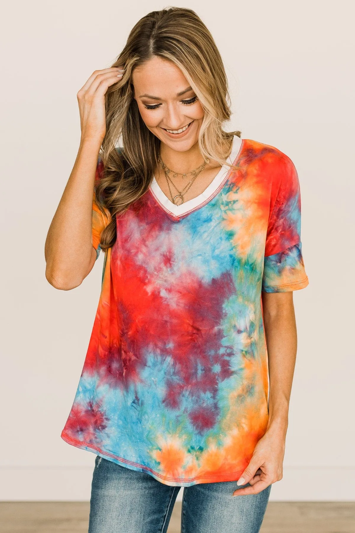 Let Your Light Shine Tie Dye Top- Rainbow