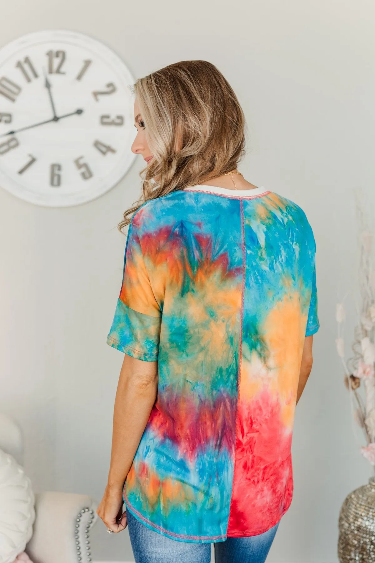 Let Your Light Shine Tie Dye Top- Rainbow